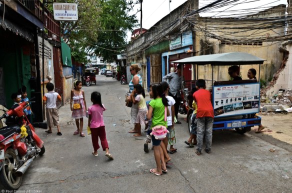 Teachers Greet Students At Makeshift School